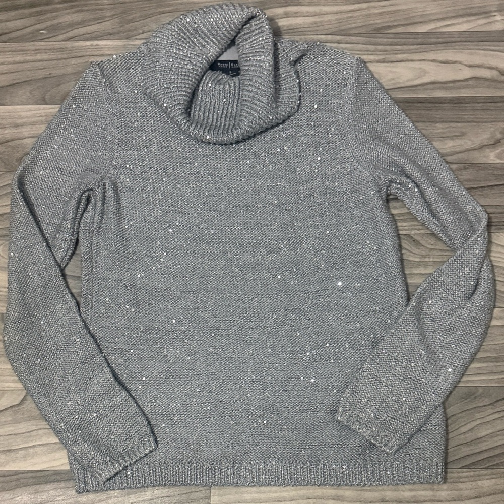 White House Black Market Holiday New Year’s Sparkle Cowl Neck Sweater